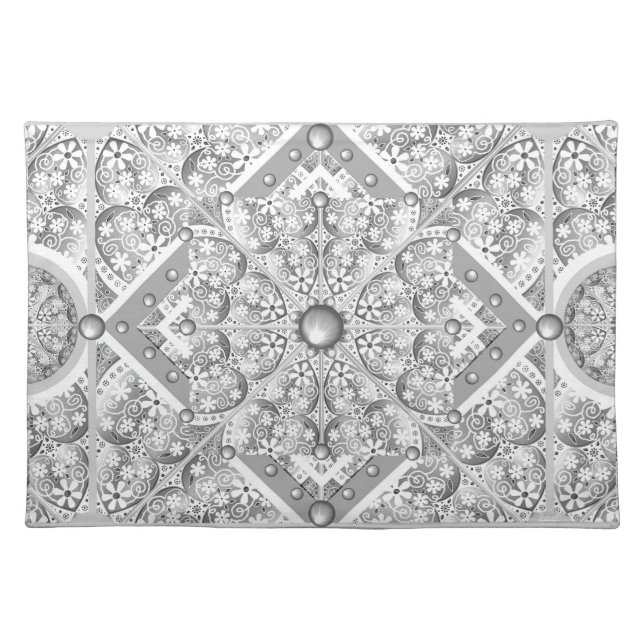 Ceramic Lace grey Cloth Placemat (Front)