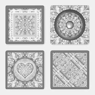 Ceramic Lace Grey Coaster Set