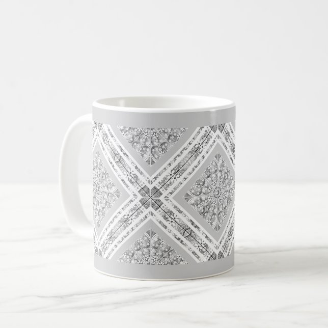 Ceramic lace Grey Coffee Mug (Front Left)