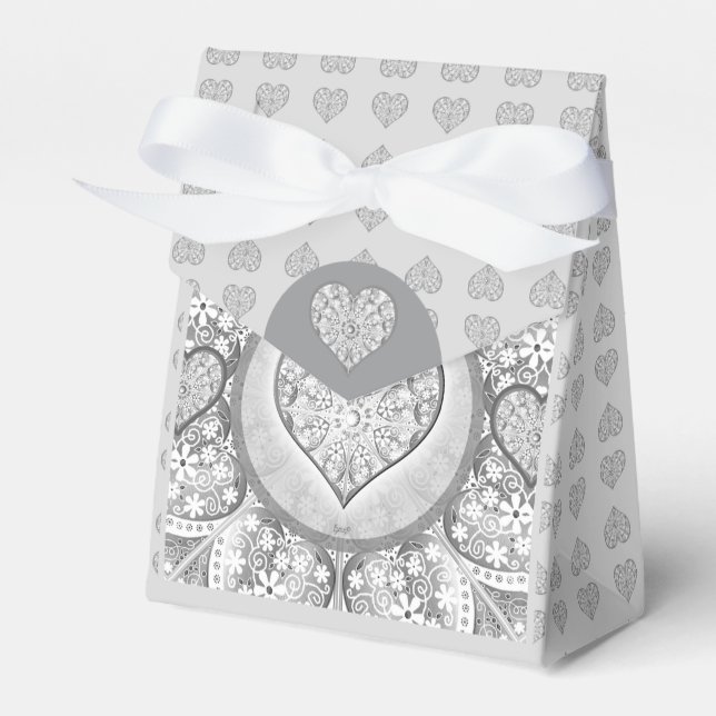 Ceramic lace Grey Favor Boxes (Front Side)