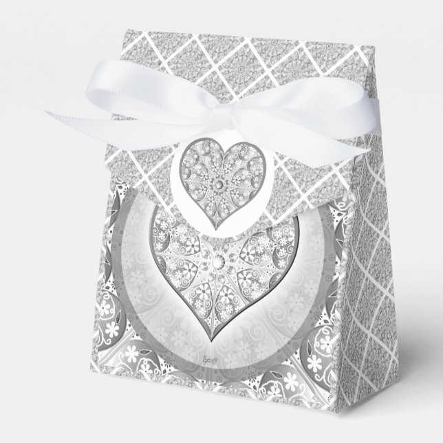 Ceramic Lace grey Favor Boxes (Front Side)