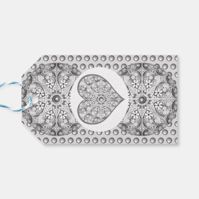 Ceramic Lace grey Gift Tags (Back Horizontal)