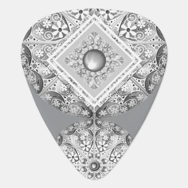 Ceramic lace Grey Guitar Pick (Front)
