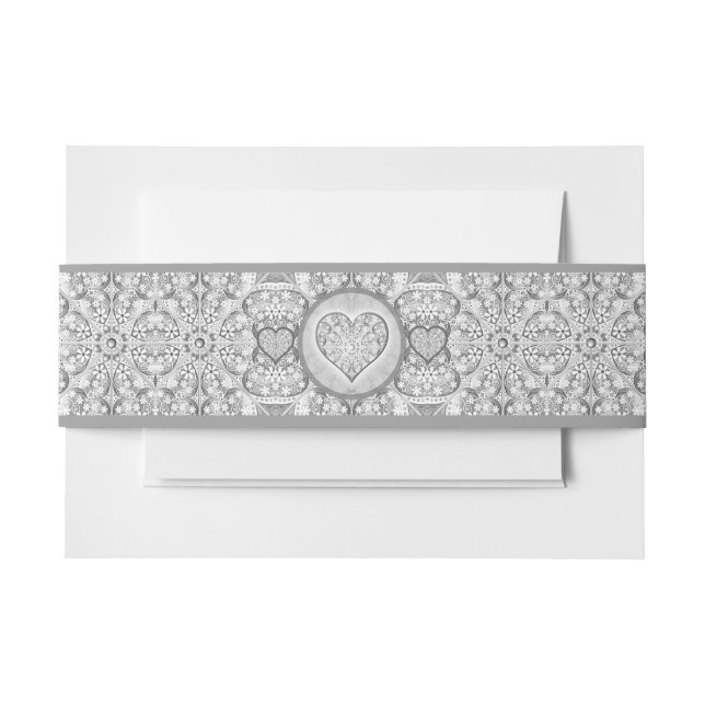 Ceramic Lace grey Invitation Belly Band (Front Example)