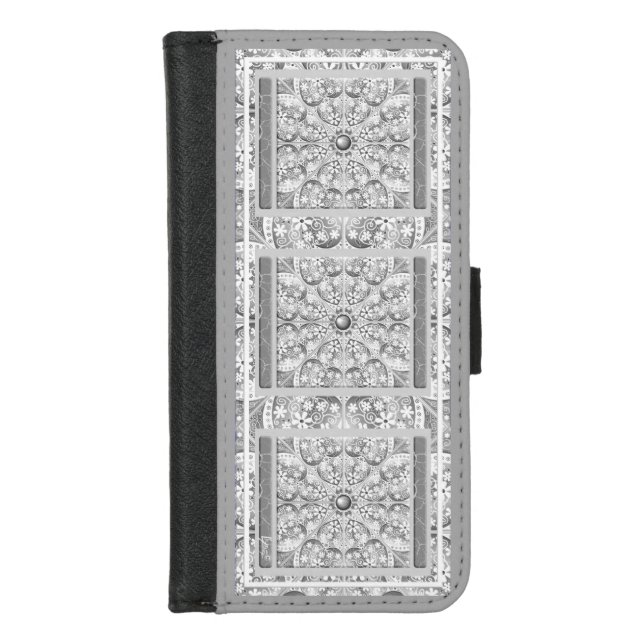 Ceramic lace Grey iPhone Wallet Case (Front)