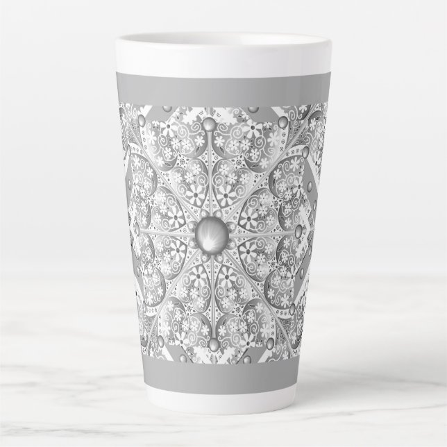 Ceramic lace Grey Latte Mug (Front)