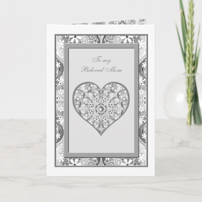 Ceramic Lace grey Letterpress Thank You Card (Front)