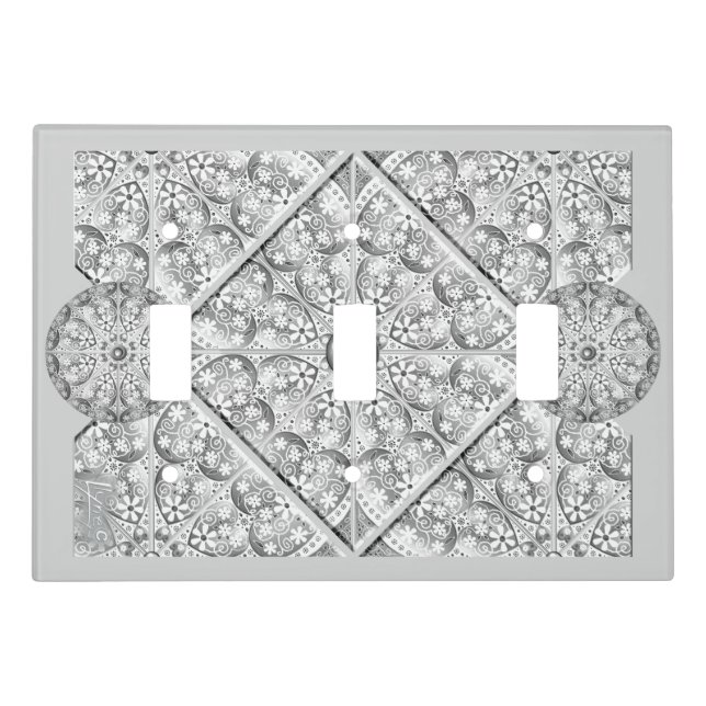 Ceramic Lace Grey Light Switch Cover (Front)