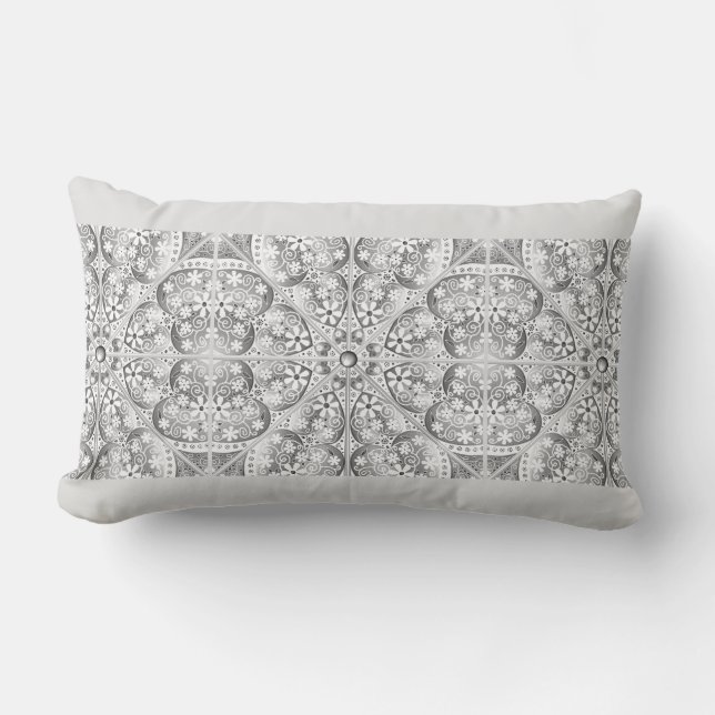 Ceramic lace Grey Lumbar Pillow (Front)