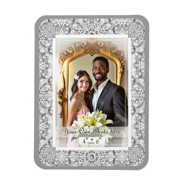 Ceramic lace grey magnet (Vertical)