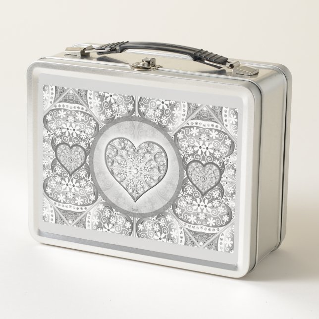 Ceramic lace Grey Metal Lunch Box (Front)