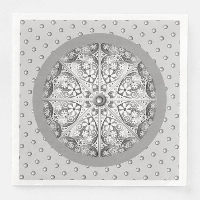 Ceramic Lace Grey Paper Dinner Napkins (Front)