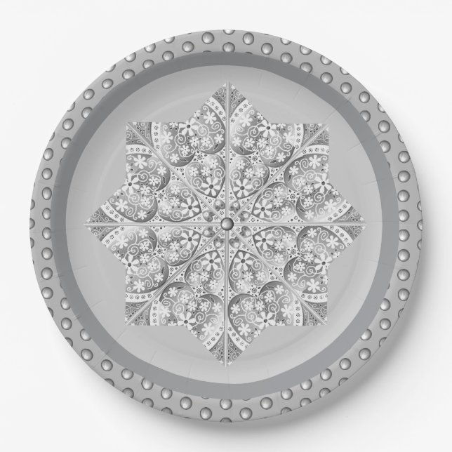 Ceramic lace Grey Paper Plates (Front)