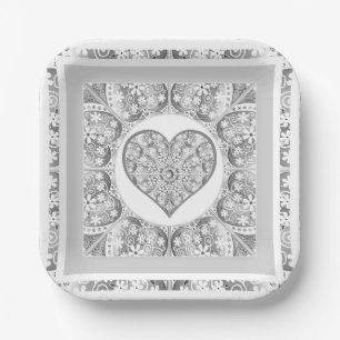 Ceramic Lace grey Paper Plates