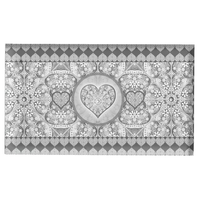 Ceramic Lace grey Place Card Holder (Front)