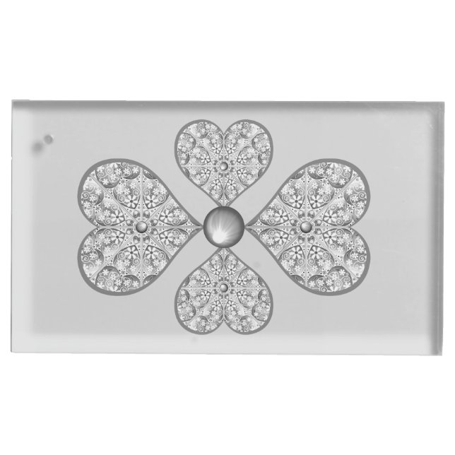 Ceramic Lace grey Place Card Holder (Front)