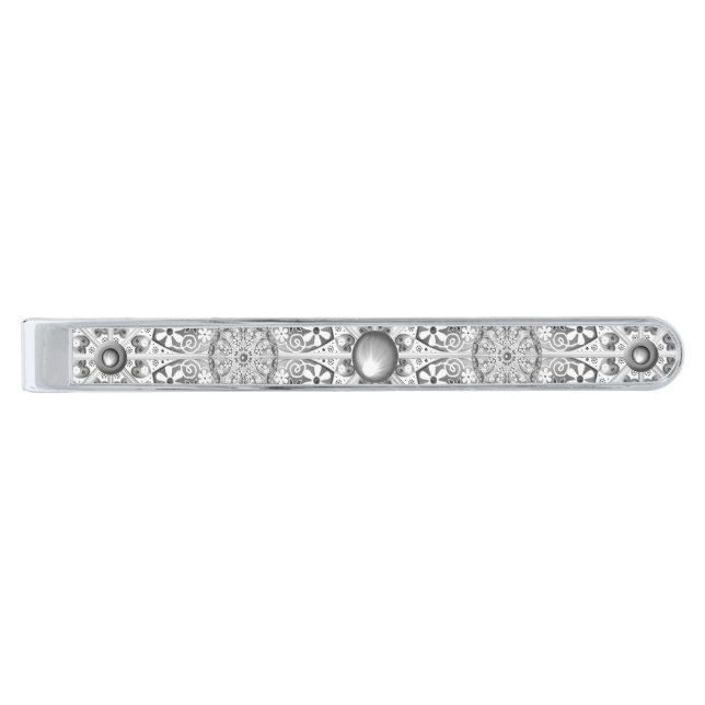 Ceramic Lace grey Silver Finish Tie Bar (Front)