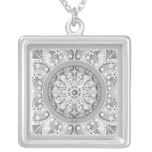 Ceramic lace Grey Silver Plated Necklace