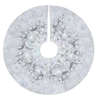 Ceramic lace grey & snowflake brushed polyester tree skirt