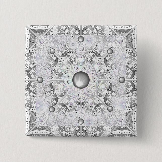 Ceramic lace Grey &snowflake Button (Front)