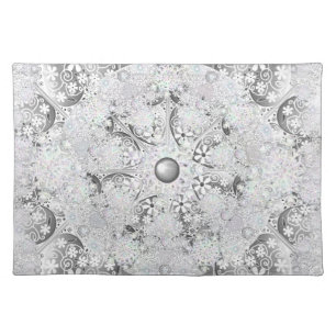 Ceramic lace grey & snowflake cloth placemat