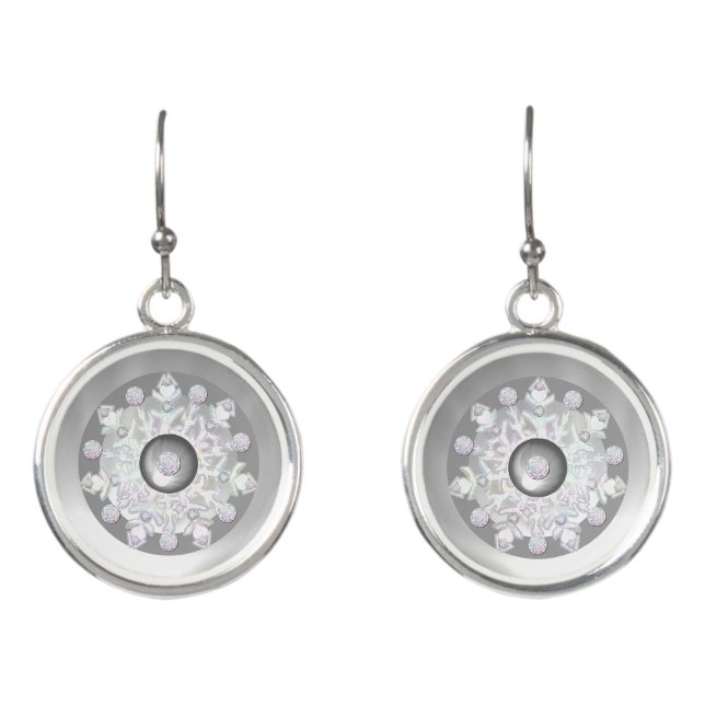 Ceramic lace grey & snowflake earrings (Front)