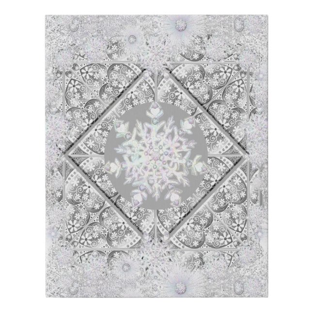 Ceramic lace grey & snowflake faux canvas print (Front)