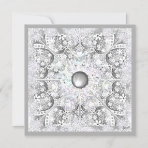 Ceramic lace grey & snowflake invitation