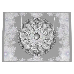 Ceramic lace grey & snowflake large gift bag