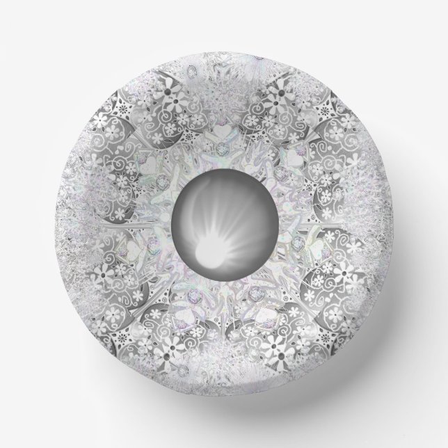 Ceramic lace grey & snowflake paper bowls (Front)