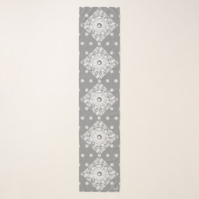 Ceramic lace grey & snowflake scarf (Front)