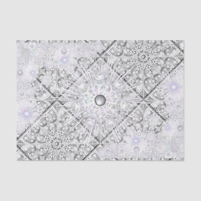 Ceramic lace grey & snowflake tissue paper (Front)