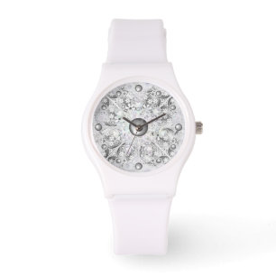 Ceramic lace grey & snowflake watch