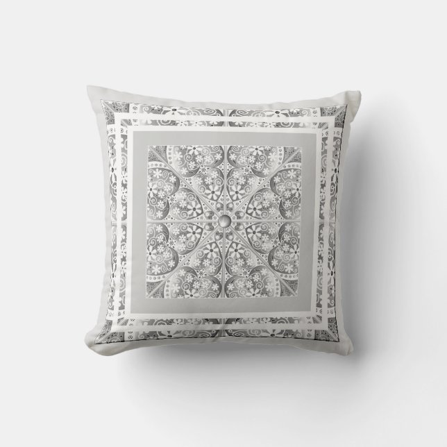 Ceramic lace Grey Throw Pillow (Front)