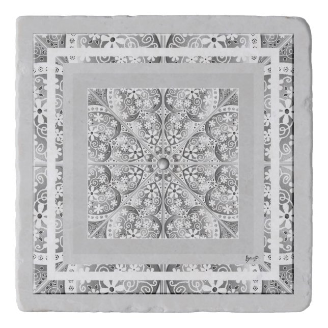 Ceramic lace Grey Trivet (Front)