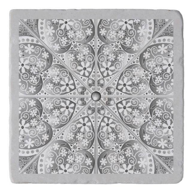 Ceramic lace Grey Trivet (Front)