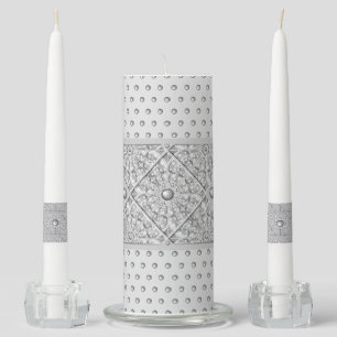 Ceramic lace Grey Unity Candle Set