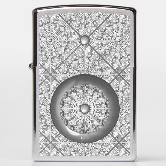 Ceramic Lace grey Zippo Lighter (Front)