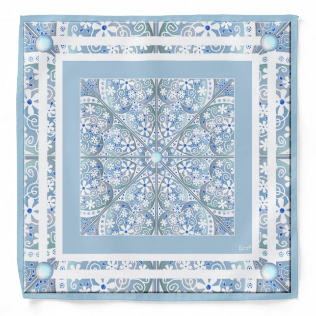 Ceramic Lace Light blue Bandana (Front)