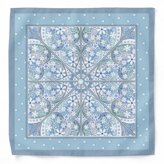 Ceramic Lace Light blue Bandana (Front)