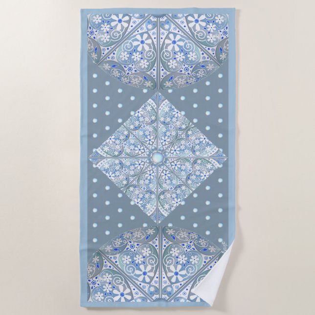Ceramic lace Light blue Beach Towel (Front)