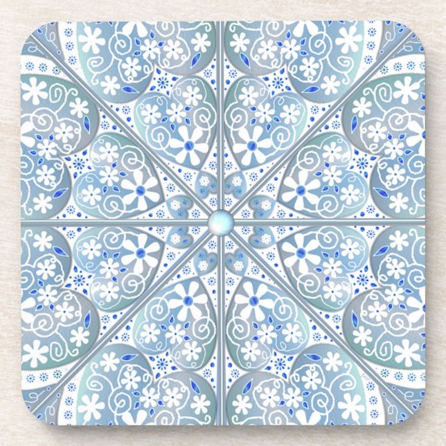 Ceramic Lace light blue Beverage Coaster (Front)
