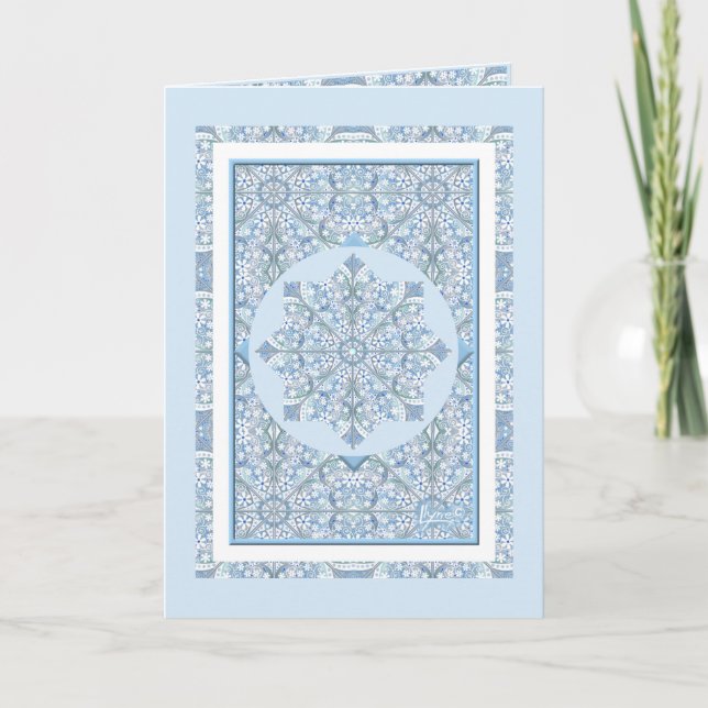 Ceramic Lace Light blue birthday Card (Front)