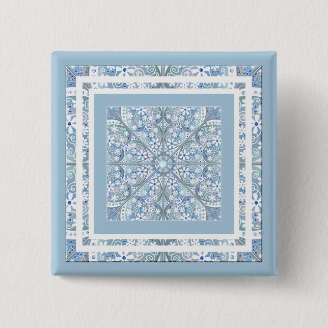 Ceramic lace Light blue Button (Front)