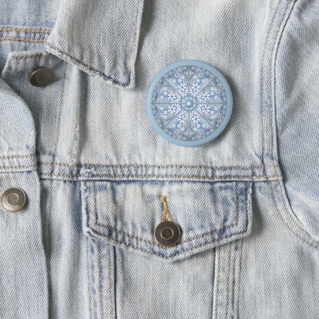 Ceramic lace Light blue Button (In Situ)