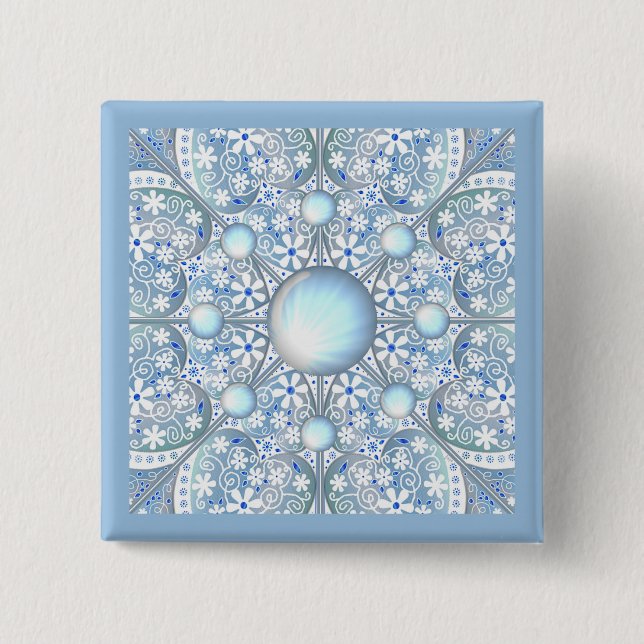 Ceramic Lace light blue Button (Front)
