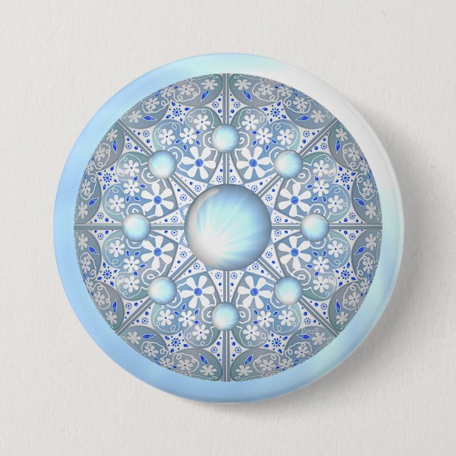 Ceramic Lace light blue Button (Front)
