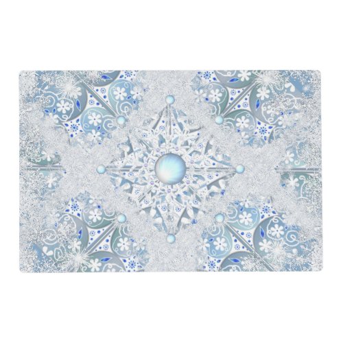 Ceramic Lace Light Blue Christmas   Placemat