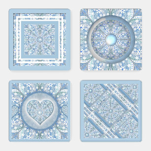 Ceramic Lace light blue Coaster Set