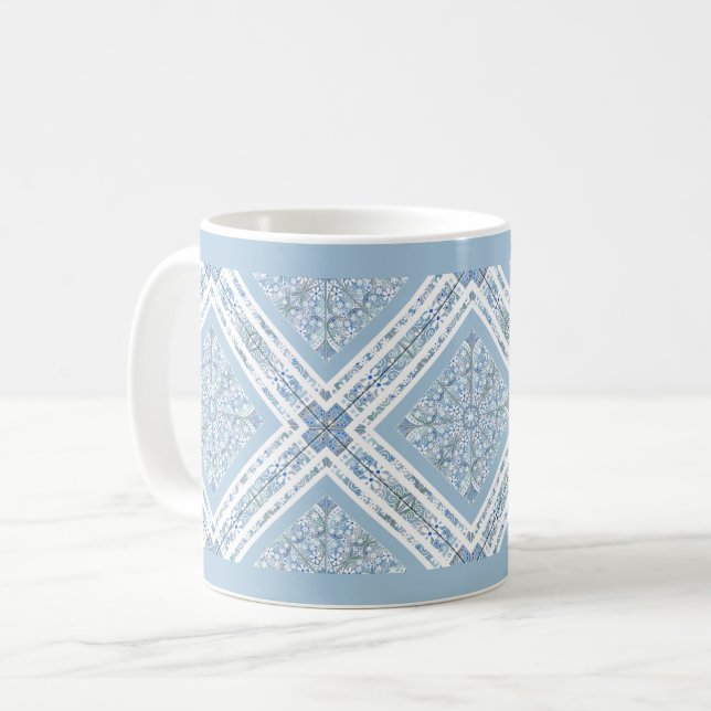 Ceramic lace Light blue Coffee Mug (Front Left)